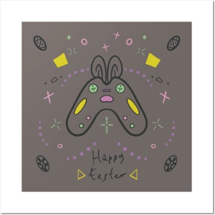 Easter bunny gamer SVG Posters and Art